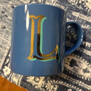 Opalhouse Blue Mug with Gold and Green Monogram
